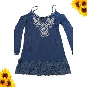 Embroidered Open Shoulder Dress